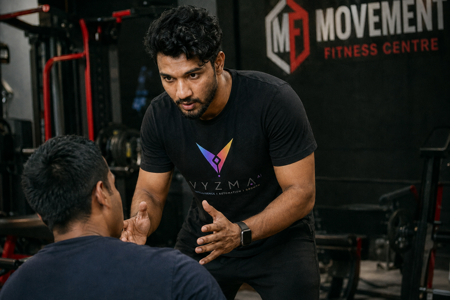 Coaching a client at Movement Fitness Centre, Bangalore